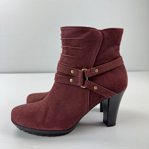 Aerosoles Heel Rest Ment To Be Burgundy Leather Ankle Boots Women’s 6M NWOB - Picture 1 of 11